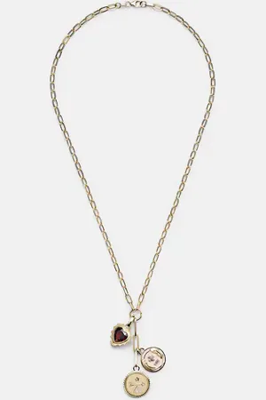 Foundrae Halskette Love, Dream & Vivacity aus 18kt Gelbgold mit Emaille und Diamanten