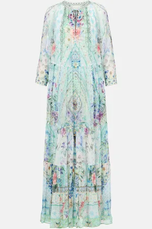 Camilla Verziertes Maxikleid aus Seide