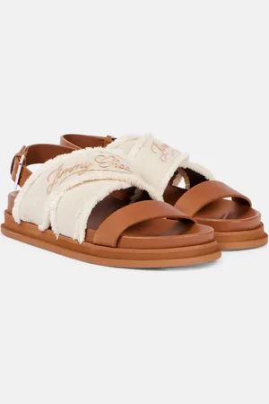 Jimmy Choo Bestickte Sandalen Joa aus Canvas und Leder