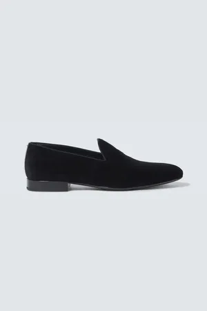 Loro Piana Slip-Ons aus Samt mit Leder