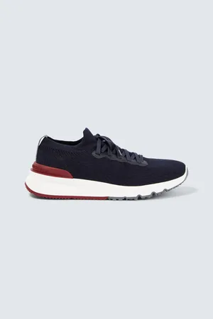 Brunello Cucinelli Sneakers aus Strick mit Leder