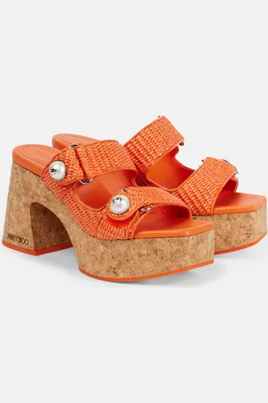 Jimmy Choo Plateausandalen Fayence 95 aus Raffiabast