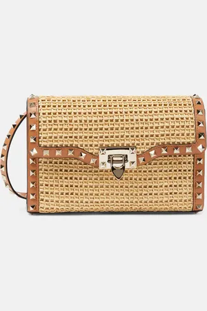 VALENTINO GARAVANI Schultertasche Rockstud Small aus Raffiabast