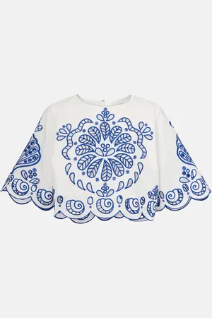 Farm Rio Besticktes Cropped-Top aus Baumwolle