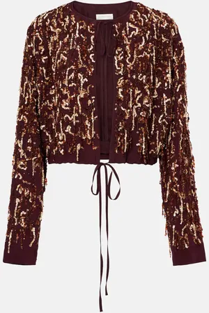 DRIES VAN NOTEN Jacke aus Seide mit Pailletten