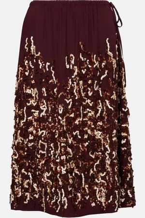 DRIES VAN NOTEN Midirock aus Seide mit Pailletten
