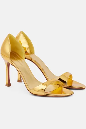 Amina Muaddi Sandalen Agnese 95 aus Metallic-Leder