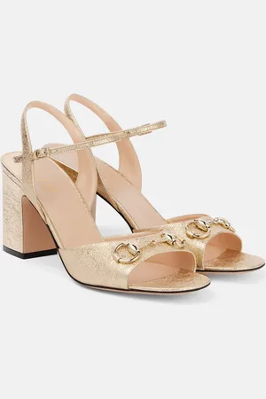 Gucci Sandalen Horsebit aus Metallic-Leder
