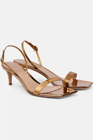 Gianvito Rossi Sandalen Ribbon 55 aus Metallic-Leder