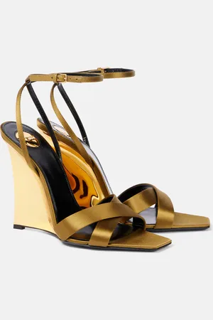Saint Laurent Wedge-Sandalen Lucienne aus Satin