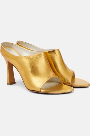 Bottega Veneta Pantoletten Rana aus Metallic-Leder
