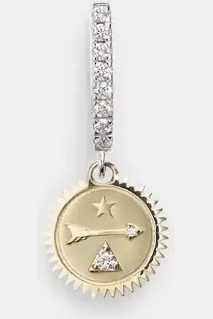 Foundrae Einzelner Ohrring Dream Mini aus 18kt Weiß- und Gelbgold mit Diamanten