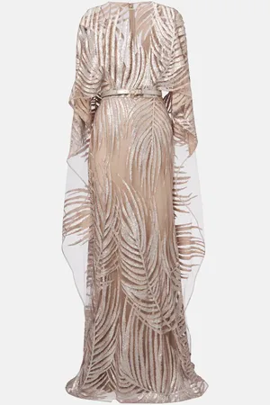 Elie saab Robe mit Tüll und Pailletten