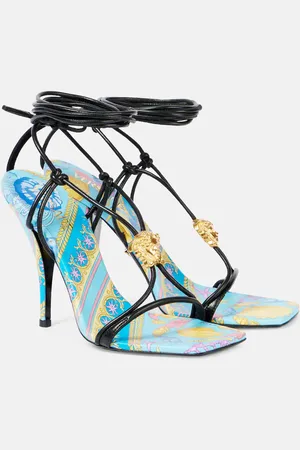 VERSACE Sandalen La Medusa aus Metallic-Leder