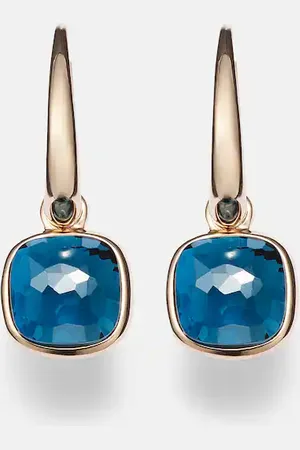 Pomellato Ohrringe Nudo Mini aus 18kt Rosé- und Weiß mit London Blu Topas