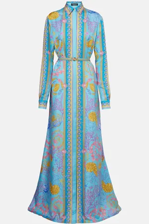 VERSACE Maxikleid Waterproof Barocco aus Seiden-Twill
