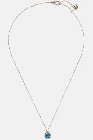 Pomellato Halskette Nudo Mini aus 18kt Rosé- und Weiß mit Diamanten und London Blu Topas