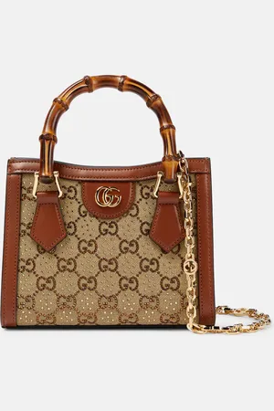 Gucci Tote Diana Mini aus Canvas mit Kristallen