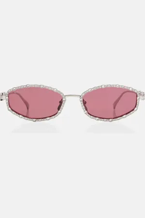 Gucci Ovale Sonnenbrille mit Kristallen
