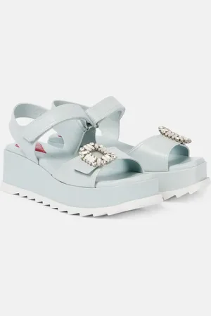 Roger Vivier Verzierte Plateausandalen aus Leder