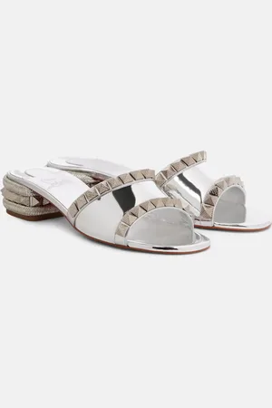 Christian Louboutin Pantoletten Pyramule 30 aus Metallic-Leder
