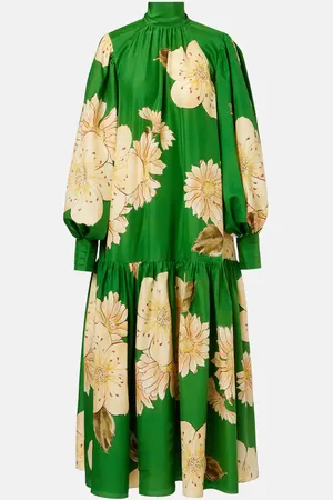 ALÉMAIS Alémais Midikleid Sage aus Seide