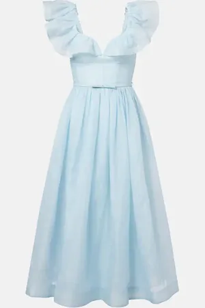 ZIMMERMANN Midikleid Dawning aus Leinen und Seide