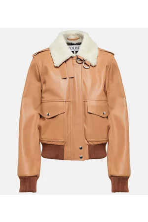 Loewe Bomberjacke aus Leder mit Shearling