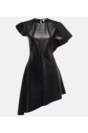 Loewe Damen Asymmetrische Kleider - Asymmetrisches Minikleid aus Leder