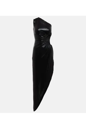 Norma Kamali Damen Asymmetrische Kleider - One-Shoulder-Robe Sunburst aus Lamé