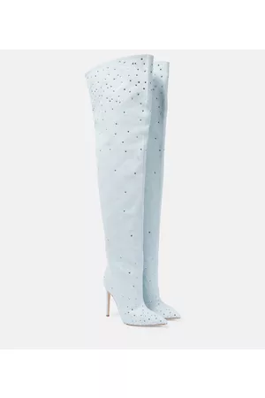 PARIS TEXAS Verzierte Overknee-Stiefel Holly aus Denim