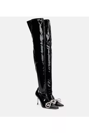 Mach & Mach Verzierte Overknee-Stiefel aus Lacklederimitat