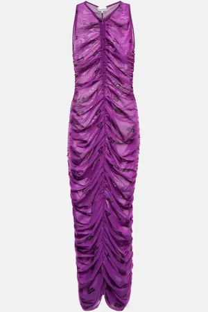 Ganni Bedrucktes Midikleid aus Mesh
