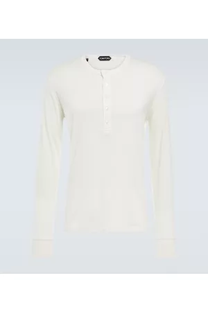Tom Ford Herren Strickpullover - Henley-Hemd aus einem Baumwollgemisch