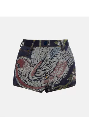 Etro Damen High Waisted Jeans - Bestickte High-Rise Jeansshorts