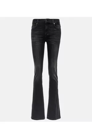 7 for all Mankind Damen Straight Jeans - Mid-Rise Bootcut Jeans Bair