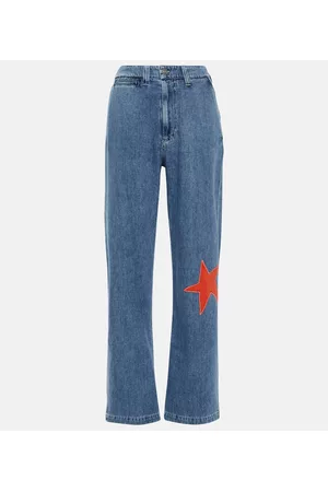 Marni Damen Jeans - Bestickte Wide-Leg Jeans