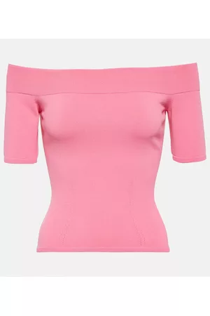 Alexander McQueen Damen Strickpullover - Off-Shoulder-Top aus Jersey