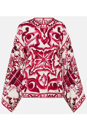 Dolce & Gabbana Damen Lange Ärmel - Bedruckte Bluse aus Charmeuse