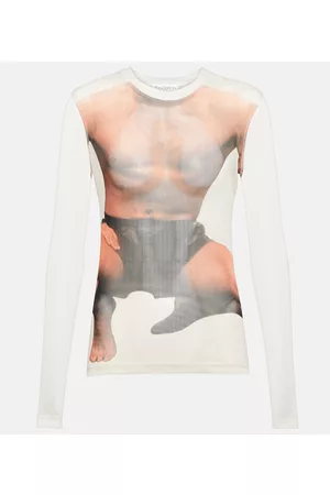J.W.Anderson Damen Lange Ärmel - Bedrucktes Top aus Mesh