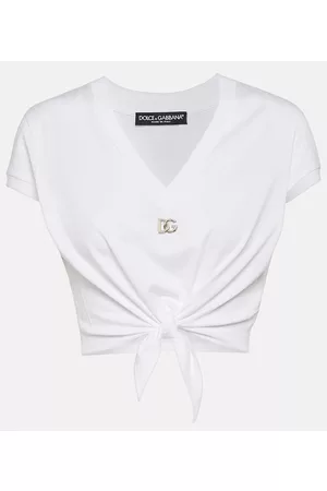 Dolce & Gabbana Damen Kurze Ärmel - T-Shirt DG Knot aus Baumwoll-Jersey