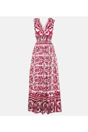 Dolce & Gabbana Damen Bedruckte Kleider - Bedrucktes Maxikleid aus Baumwollpopeline