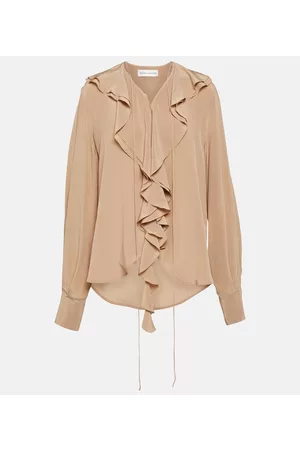 Victoria Beckham Damen Lange Ärmel - Bluse aus Crêpe de Chine aus Seide
