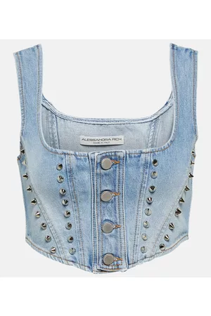 Alessandra Rich Damen Tanktops - Cropped-Top aus Denim