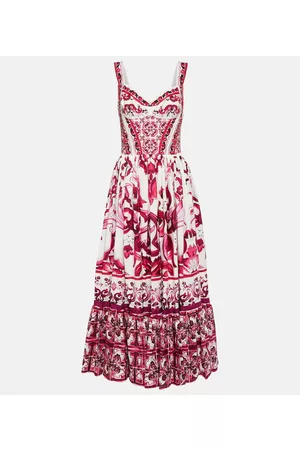 Dolce & Gabbana Damen Bedruckte Kleider - Bedrucktes Maxikleid aus Baumwollpopeline