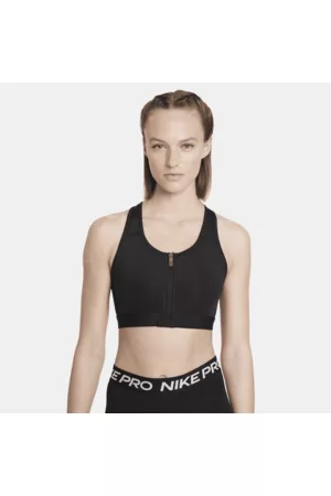 Nike SwooshGepolsterter Sport-BH mit mittlerem Halt und Reißverschluss vorne für Damen