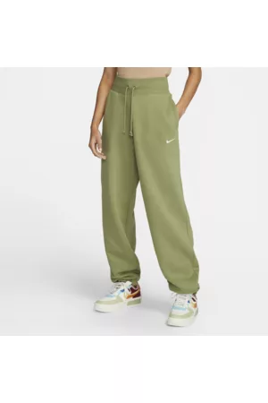 Nike Damen Lange Hosen - Sportswear Phoenix FleeceExtragroße Trainingshose mit hohem Taillenbund für Damen - Grün