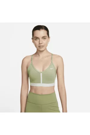 Nike Damen Gepolsterte BHs - Indy gepolsterter Sport-BH mit leichtem Halt und V-Ausschnitt für Damen - Grün