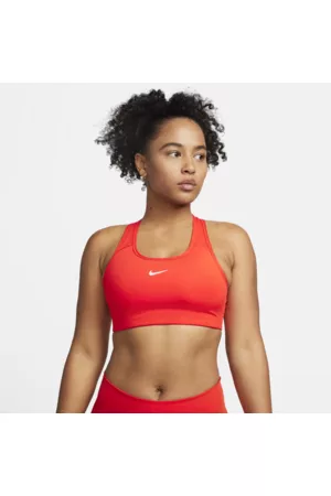 Nike Swoosh Sport-BH mit mittlerem Halt und einteiligem Polster für Damen - Rot