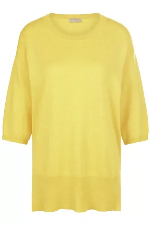 include Damen Pullover - Rundhals-Pullover aus Kaschmir und Seide gelb